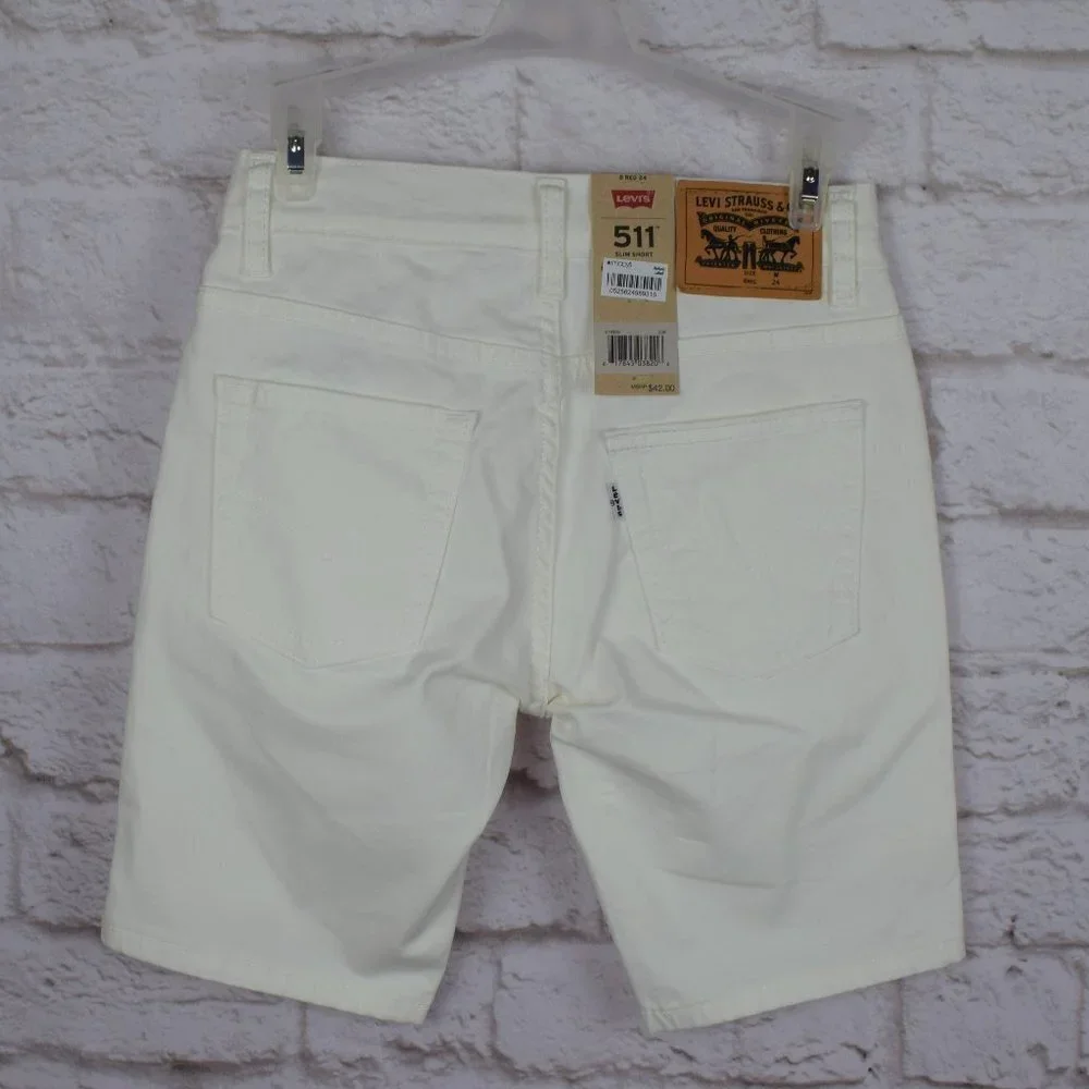 💰3/$25 NWT Levi's 511 Kids White Slim Shorts Super Soft Size 8